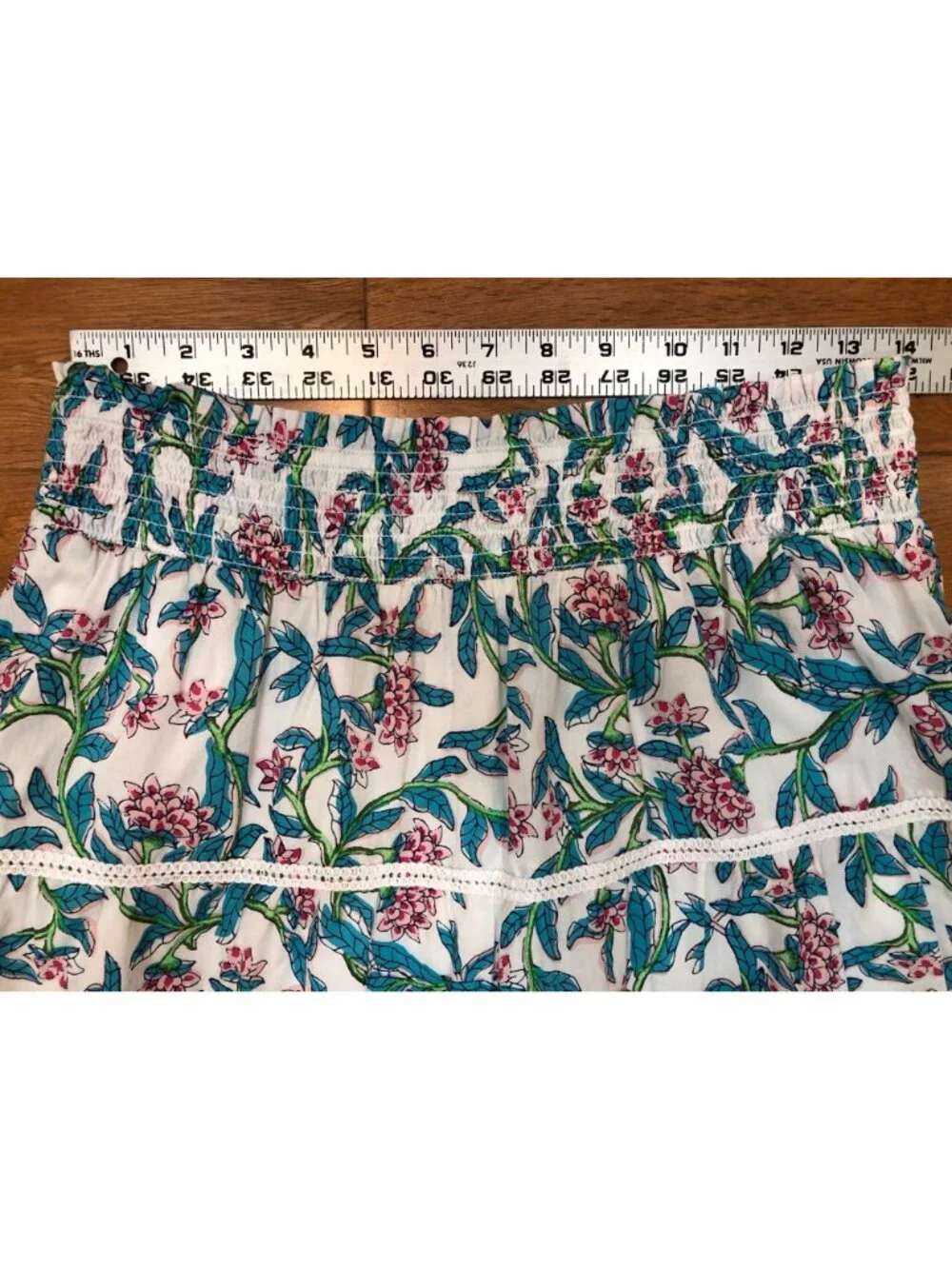 J.Crew Factory BR644 Floral Smocked Tiered Mini Skirt 100% Cotton Lined Size M